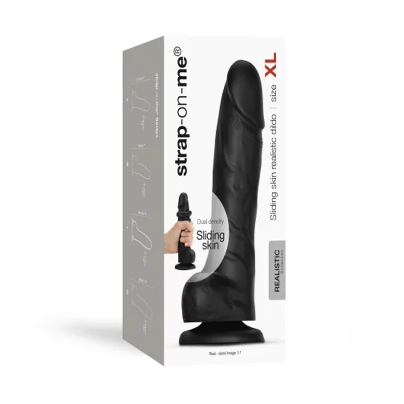 SLIDING SKIN REALISTIC DILDO BLACK- XL Dongs & Dildos STRAP-ON-ME