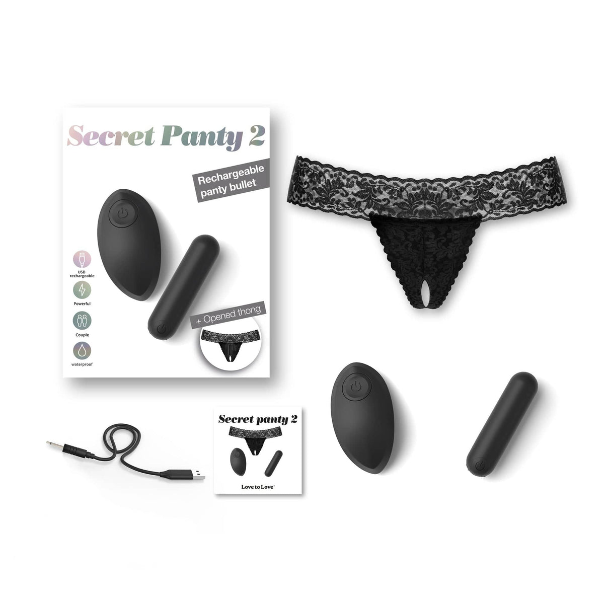 SECRET PANTY 2 Vibrating Panties BLACK ONYX Vibrators LOVE TO LOVE
