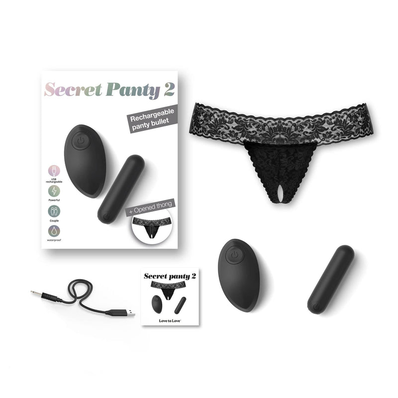 SECRET PANTY 2 Vibrating Panties BLACK ONYX Vibrators LOVE TO LOVE