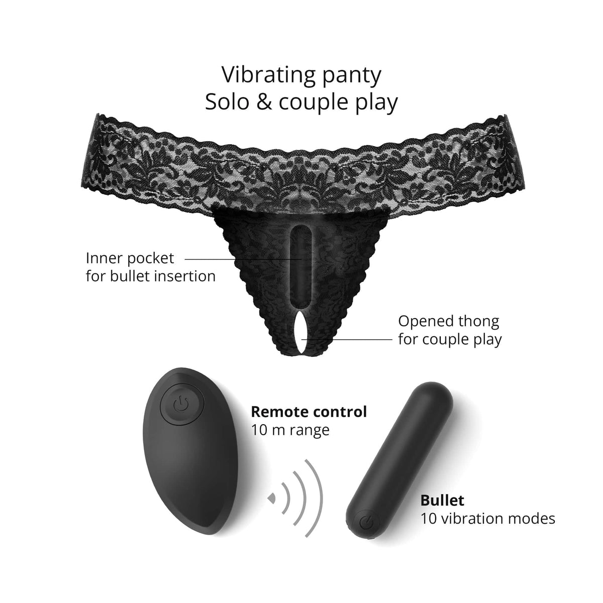 SECRET PANTY 2 Vibrating Panties BLACK ONYX Vibrators LOVE TO LOVE