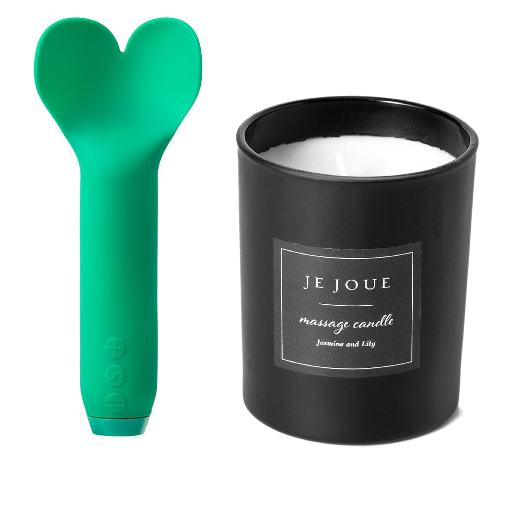 Amour Bullet Emerald Green + Luxury Massage Candle - Jasmine & Lily Lubes & Lotions Je Joue