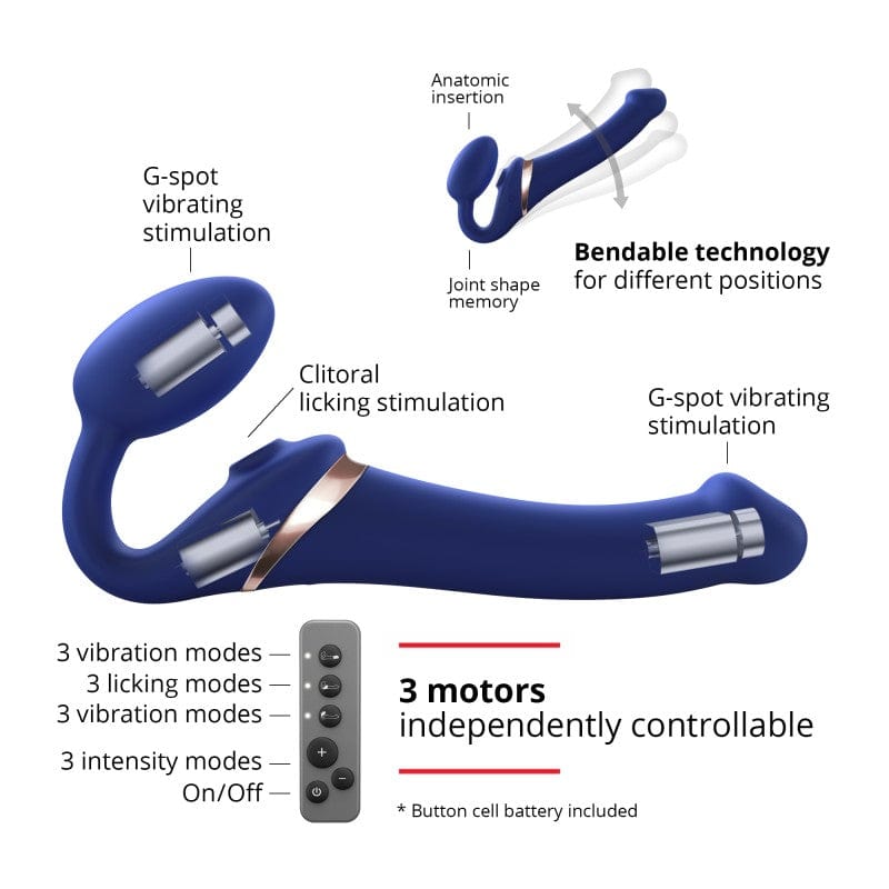 MULTI ORGASM BENDABLE STRAP-ON - M - NIGHT BLUE Strap-Ons & Harnesses STRAP-ON-ME