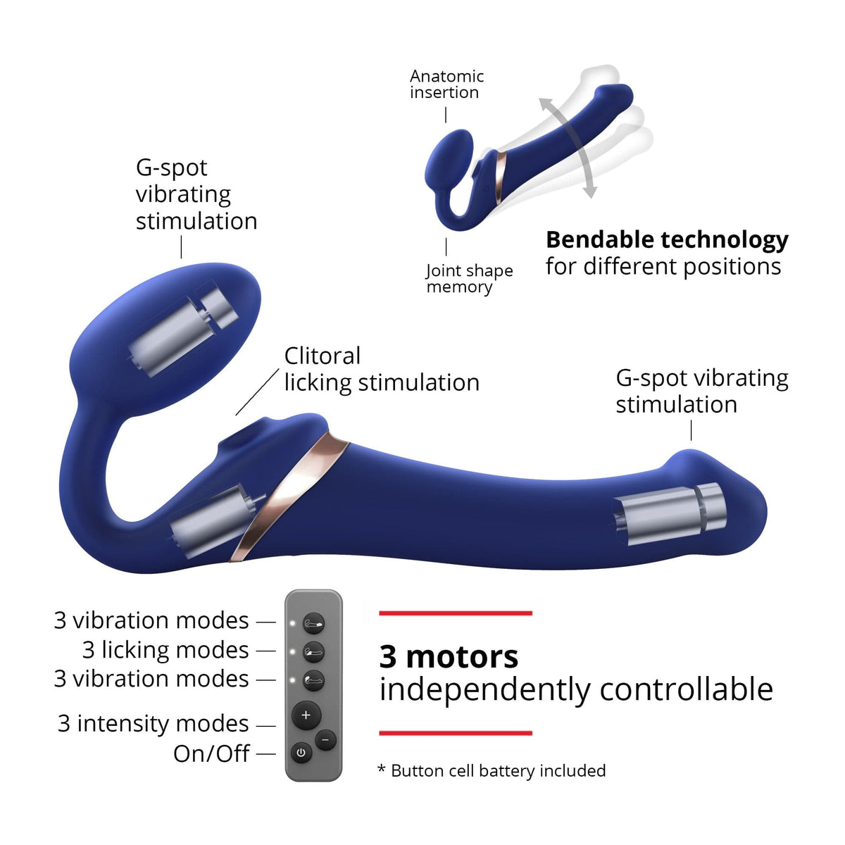 MULTI ORGASM BENDABLE STRAP-ON - S - NIGHT BLUE Strap-Ons & Harnesses STRAP-ON-ME