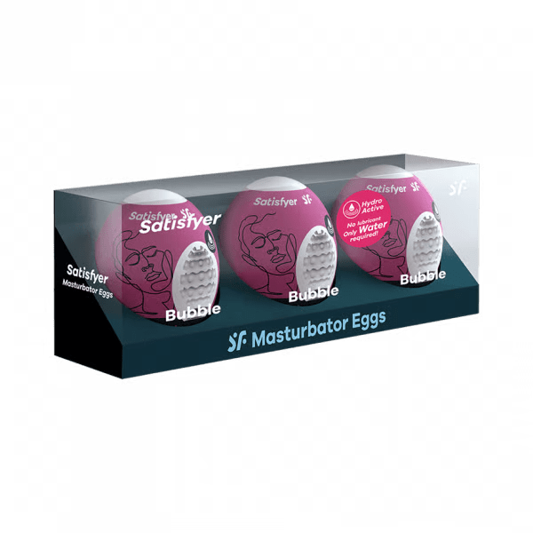 Masturbator Egg - Set of 3 - Purple - Satisfyer For Him Satisfyer