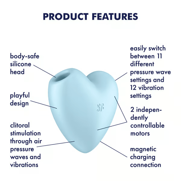 Satisfyer Cutie Heart Beginner Air Pulsation Clitoral Vibrator - Blue Vibrators Satisfyer