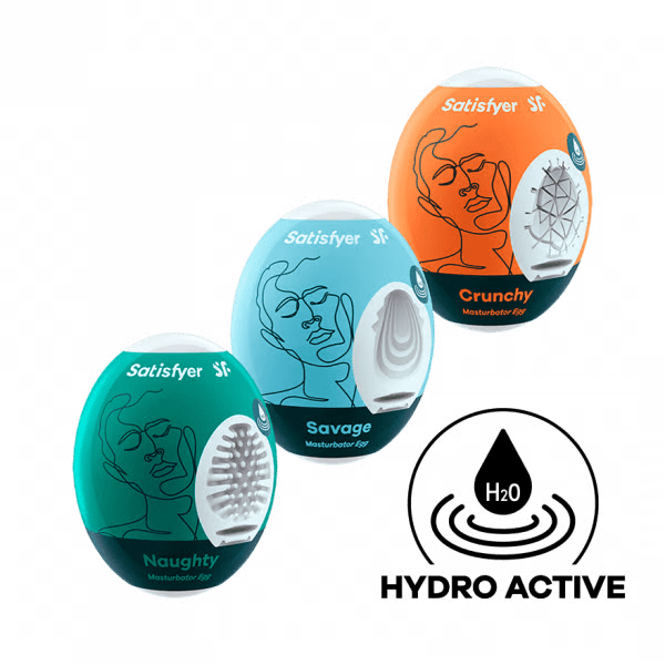 Masturbator Egg - Set of 3 -Naughty, Savage, Crunchy - Satisfyer For Him Satisfyer