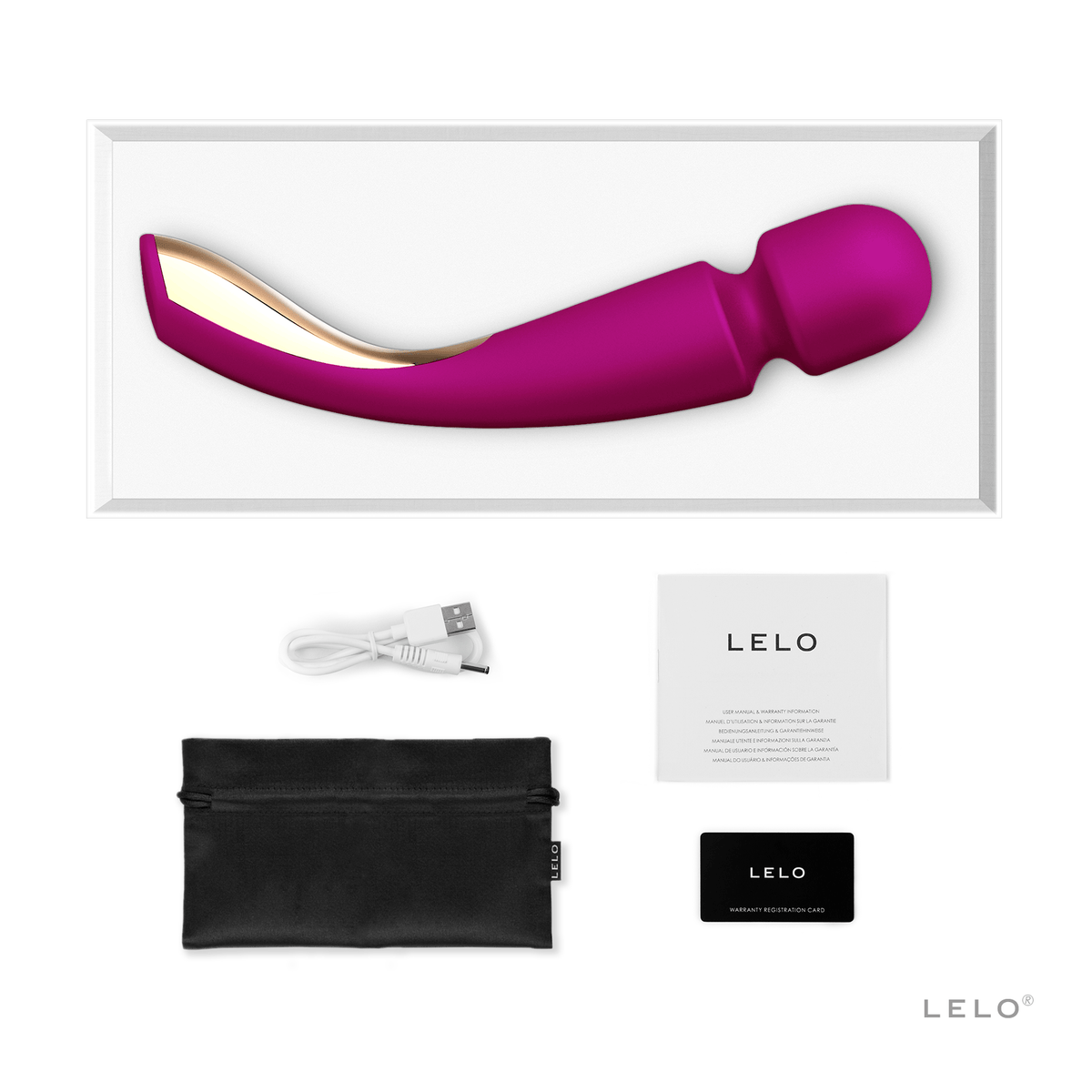LELO Smart Wand 2 Ultimate Massaging Wand Vibrator - Large - Deep Rose Vibrators Lelo