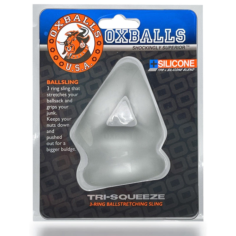 TRI-SQUEEZE, cocksling & ballstretcher - CLEAR ICE - OXBALLS For Him OXBALLS
