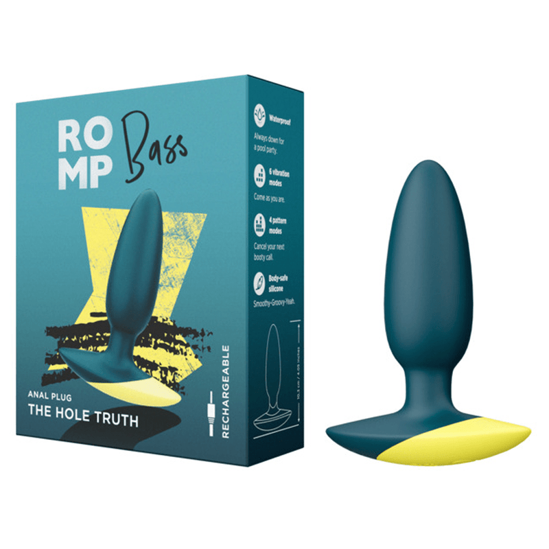 ROMP BASS VIBRATING ANAL PLUG - TEAL Anal Toys ROMP   