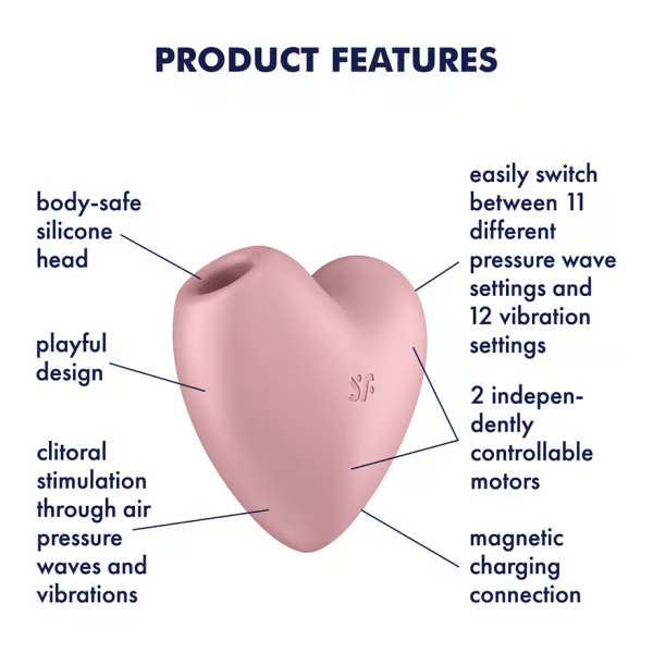 Satisfyer Cutie Heart Beginner Air Pulsation Clitoral Vibrator - Pink Vibrators Satisfyer   